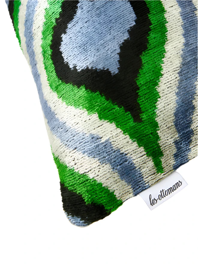 Les Ottomans' Velours Abstract Cushion Cover - Green