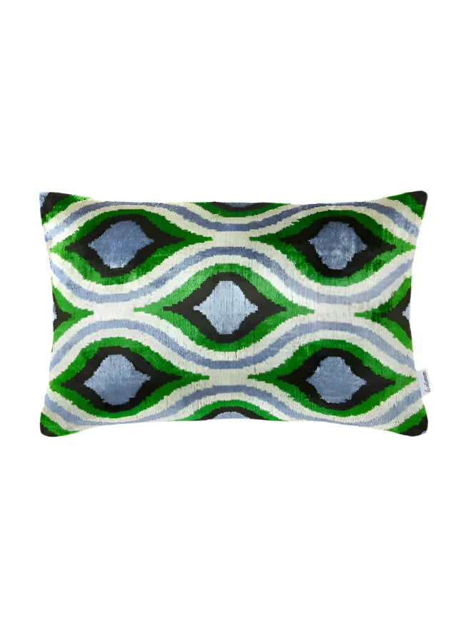 Les Ottomans' Velours Abstract Cushion Cover - Green