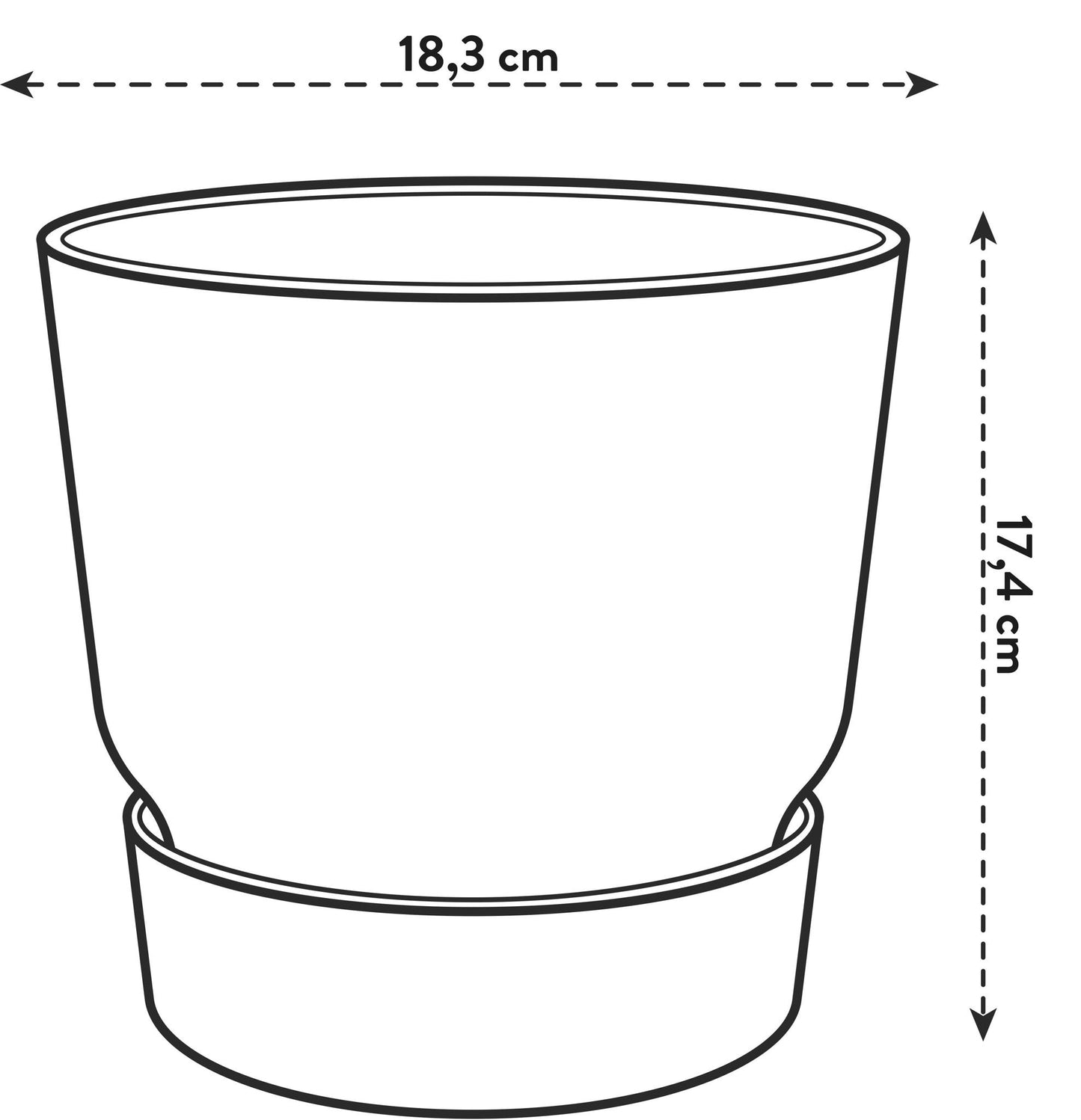 Elho Pot Greenville Round Black- D18 x H17