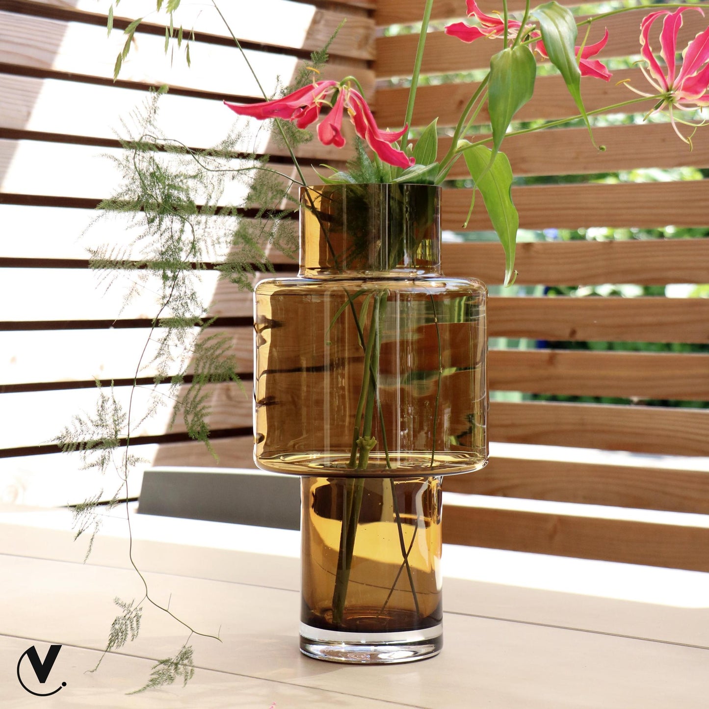 Glazen vaas Juba Cognac - M - H40 W20