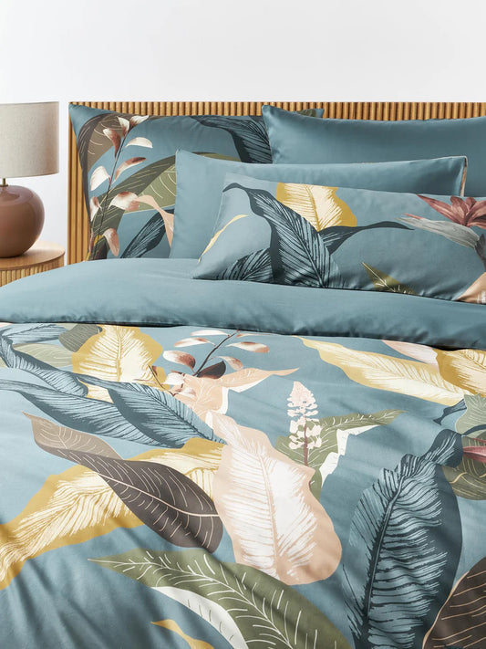 Bed Cover Set Floriale - Petrol Blue