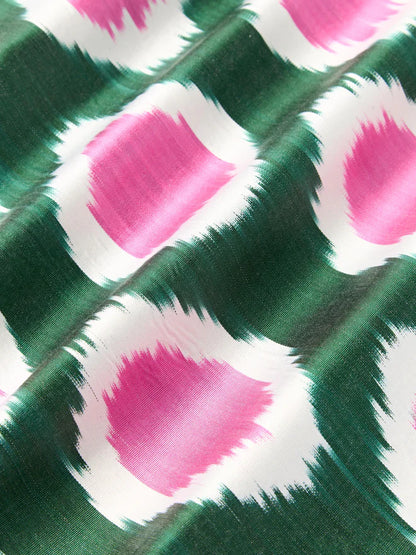 Les Ottomans' Small Silky Marshal Abstract Cushion Cover -Dark green & Rose