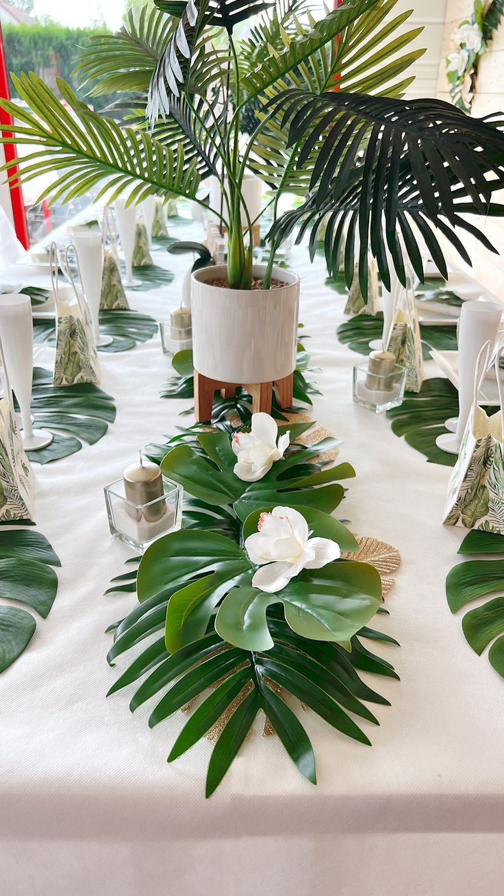 Hojas verdes decorativas tropicales 10 piezas 