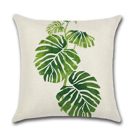 Summer Tropical Decoration Print Leaf Cushion Green Plant Printing Throw Pillow for Sofa Home Decorative Pillowcase