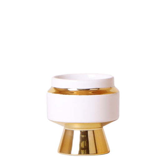 Le Chic White Ceramic Decorative Pot with Gold Details - Size 6cm