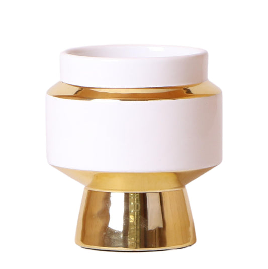 Le Chic White Ceramic Pot with Gold Details - Size 9cm