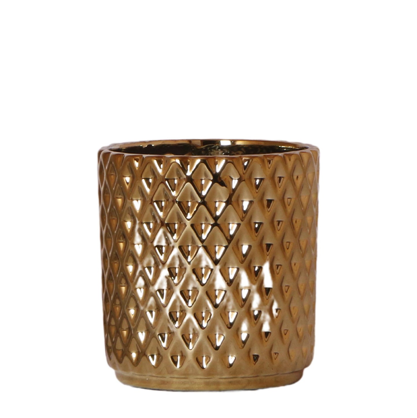 Metallic Diamond Golden Ceramic Pot - Size  9cm