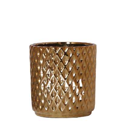 Metallic Diamond Golden Ceramic Pot - Size  9cm