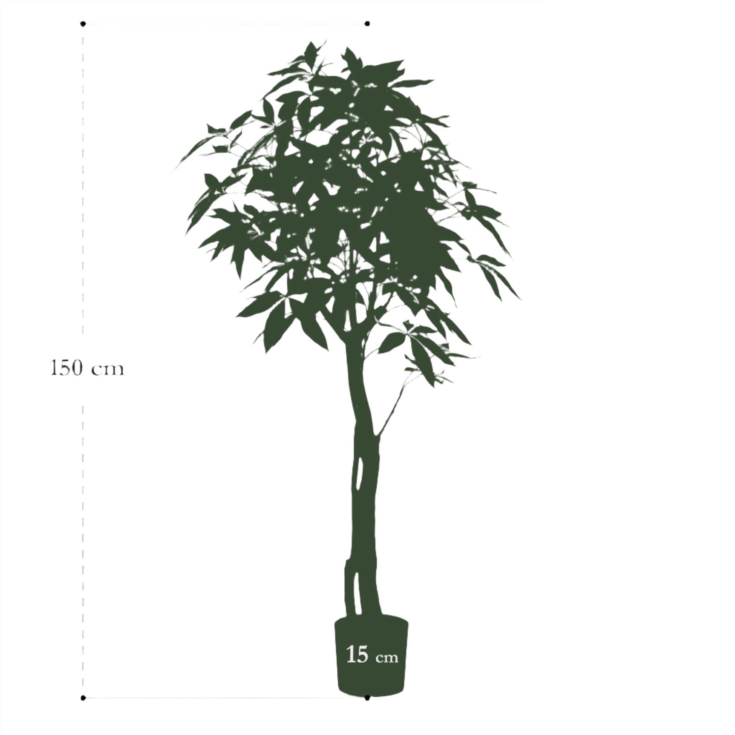 Kunstboom - Pachira Aquatica - Geldboom - 150 cm tot 180 cm